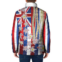 Hawaiian Polynesian Tribal Turtles Padded Jacket with Lei and Flag Style