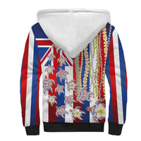 Hawaiian Polynesian Tribal Turtles Sherpa Hoodie with Lei and Flag Style
