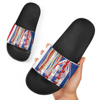 Hawaiian Polynesian Tribal Turtles Slide Sandals with Lei and Flag Style