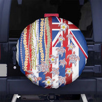 Hawaiian Polynesian Tribal Turtles Spare Tire Cover with Lei and Flag Style