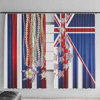 Hawaiian Polynesian Tribal Turtles Window Curtain with Lei and Flag Style