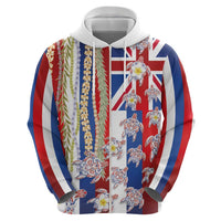 Hawaiian Polynesian Tribal Turtles Zip Hoodie with Lei and Flag Style