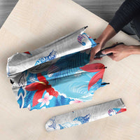 Hawaiian Tribal Manta Ray Umbrella Kakau Tattoo and Flowers Surfing Waves Pattern Ocean Color