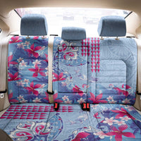 Hawaiian Tribal Manta Ray Back Car Seat Cover Kakau Tattoo and Flowers Surfing Waves Pattern Soft Color