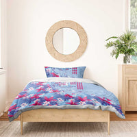 Hawaiian Tribal Manta Ray Bedding Set Kakau Tattoo and Flowers Surfing Waves Pattern Soft Color