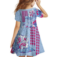 Hawaiian Tribal Manta Ray Family Matching Off Shoulder Maxi Dress and Hawaiian Shirt Kakau Tattoo and Flowers Surfing Waves Pattern Soft Color LT03 - Polynesian Pride