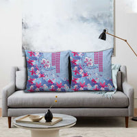Hawaiian Tribal Manta Ray Pillow Cover Kakau Tattoo and Flowers Surfing Waves Pattern Soft Color