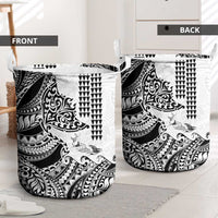 Hawaiian Tribal Manta Ray Laundry Basket Kakau Tattoo and Polynesian Art Motif Pattern