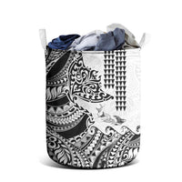 Hawaiian Tribal Manta Ray Laundry Basket Kakau Tattoo and Polynesian Art Motif Pattern