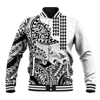 Hawaiian Tribal Manta Ray Baseball Jacket Kakau Tattoo and Polynesian Art Motif Pattern