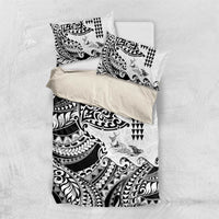 Hawaiian Tribal Manta Ray Bedding Set Kakau Tattoo and Polynesian Art Motif Pattern