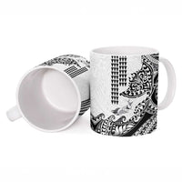 Hawaiian Tribal Manta Ray Ceramic Mug Kakau Tattoo and Polynesian Art Motif Pattern
