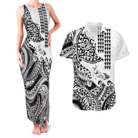 Hawaiian Tribal Manta Ray Couples Matching Tank Maxi Dress and Hawaiian Shirt Kakau Tattoo and Polynesian Art Motif Pattern LT03 Multicolor - Polynesian Pride