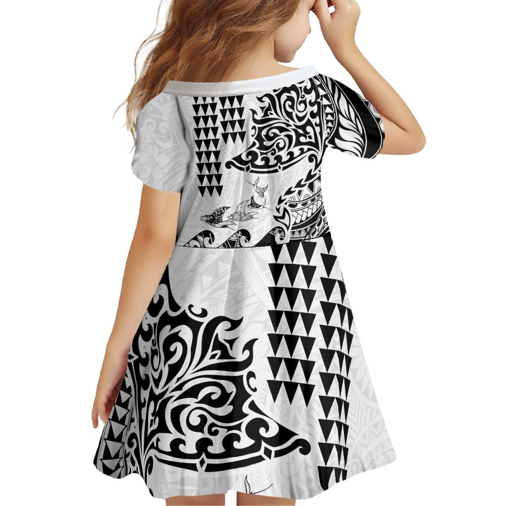 Hawaiian Tribal Manta Ray Family Matching Off Shoulder Short Dress and Hawaiian Shirt Kakau Tattoo and Polynesian Art Motif Pattern LT03 - Polynesian Pride