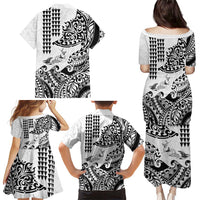 Hawaiian Tribal Manta Ray Family Matching Puletasi and Hawaiian Shirt Kakau Tattoo and Polynesian Art Motif Pattern LT03 - Polynesian Pride