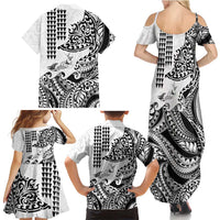 Hawaiian Tribal Manta Ray Family Matching Summer Maxi Dress and Hawaiian Shirt Kakau Tattoo and Polynesian Art Motif Pattern LT03 - Polynesian Pride