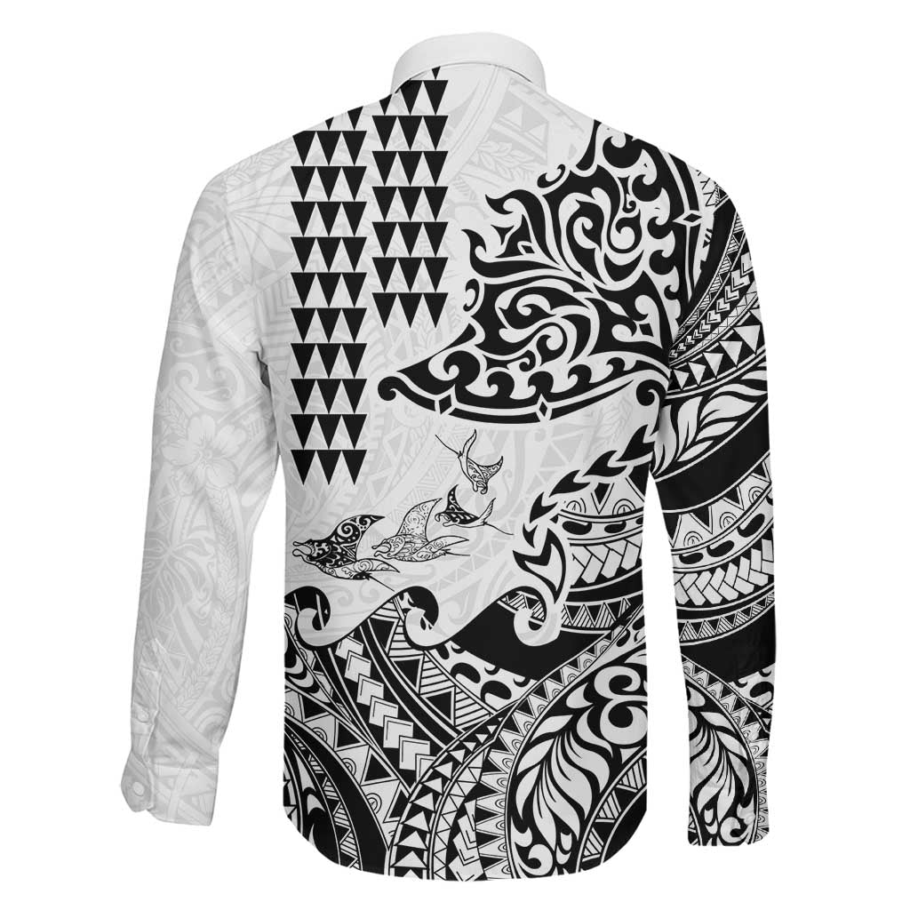 Hawaiian Tribal Manta Ray Family Matching Summer Maxi Dress and Hawaiian Shirt Kakau Tattoo and Polynesian Art Motif Pattern LT03 - Polynesian Pride