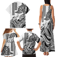Hawaiian Tribal Manta Ray Family Matching Tank Maxi Dress and Hawaiian Shirt Kakau Tattoo and Polynesian Art Motif Pattern LT03 - Polynesian Pride