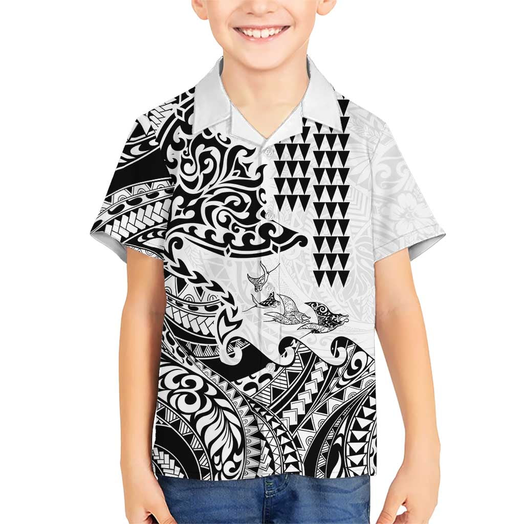 Hawaiian Tribal Manta Ray Hawaiian Shirt Kakau Tattoo and Polynesian Art Motif Pattern