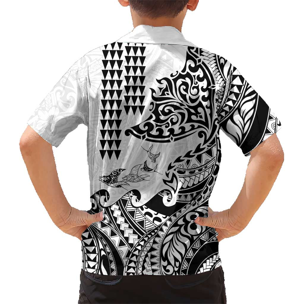 Hawaiian Tribal Manta Ray Hawaiian Shirt Kakau Tattoo and Polynesian Art Motif Pattern