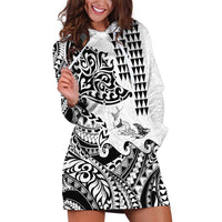 Hawaiian Tribal Manta Ray Hoodie Dress Kakau Tattoo and Polynesian Art Motif Pattern LT03 Multicolor - Polynesian Pride
