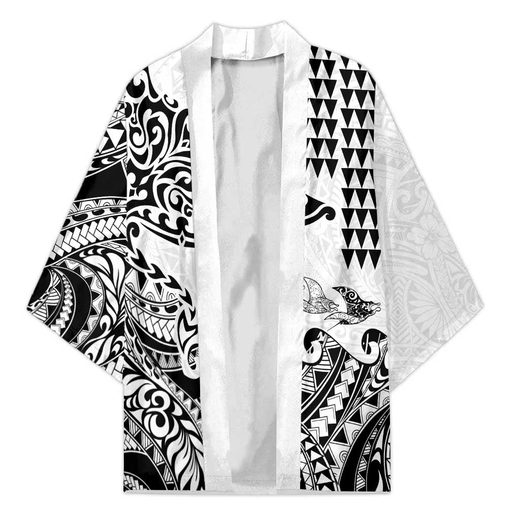 Hawaiian Tribal Manta Ray Kimono Kakau Tattoo and Polynesian Art Motif Pattern