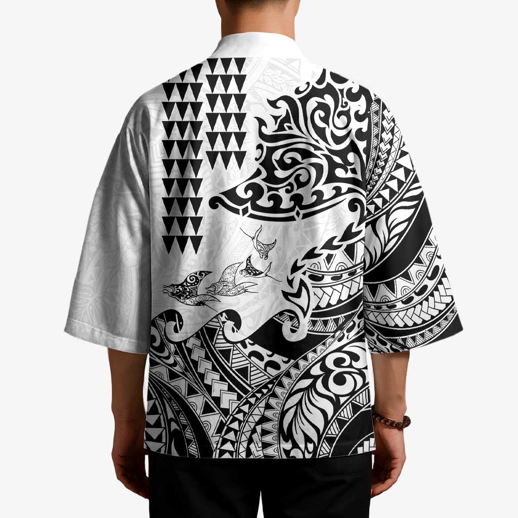 Hawaiian Tribal Manta Ray Kimono Kakau Tattoo and Polynesian Art Motif Pattern
