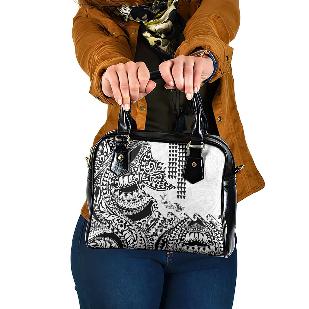 Hawaiian Tribal Manta Ray Shoulder Handbag Kakau Tattoo and Polynesian Art Motif Pattern