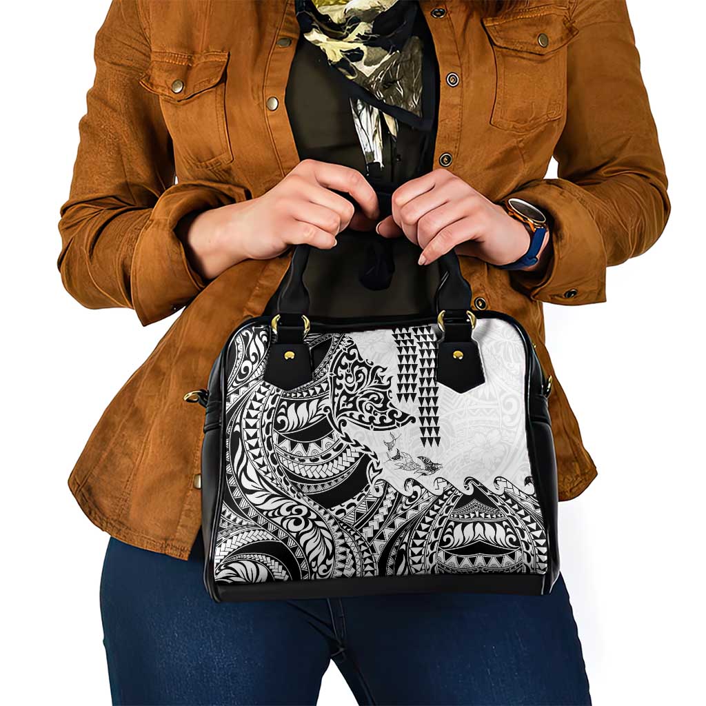 Hawaiian Tribal Manta Ray Shoulder Handbag Kakau Tattoo and Polynesian Art Motif Pattern