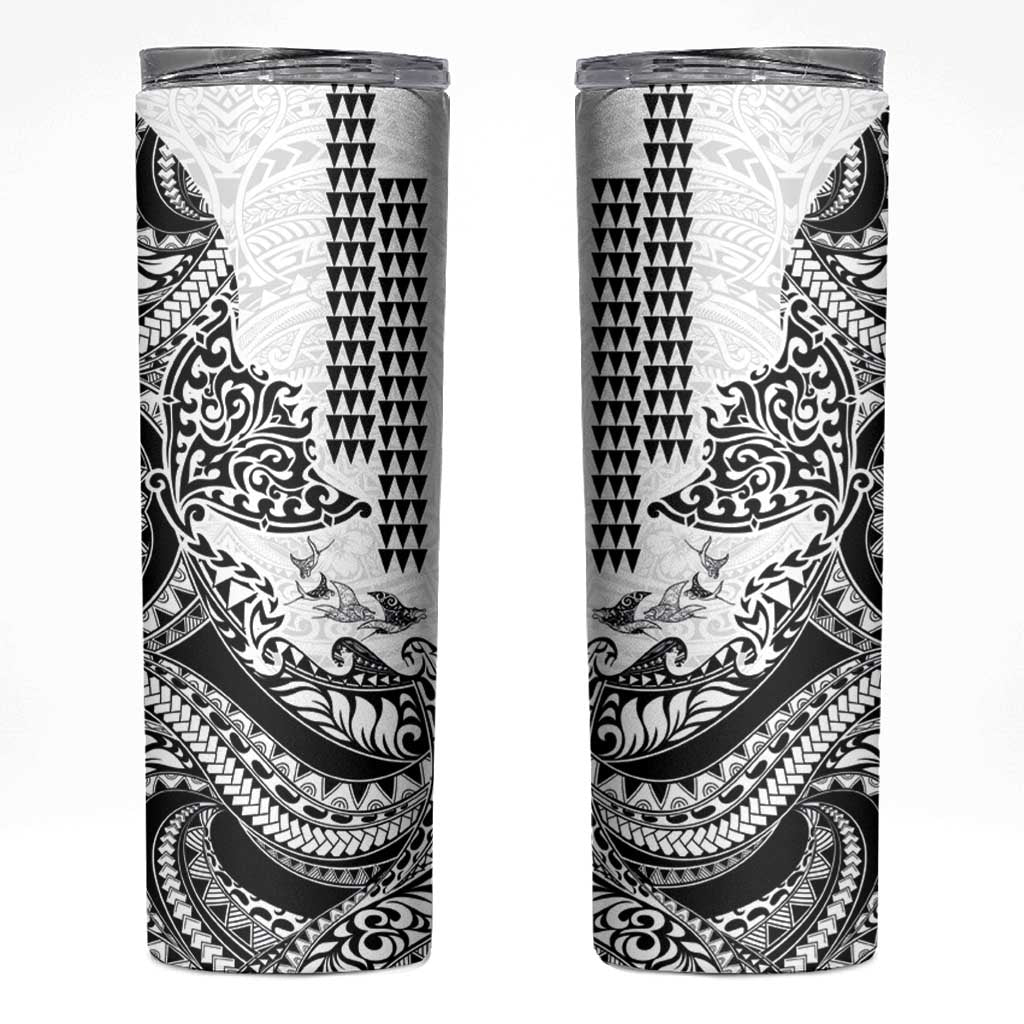 Hawaiian Tribal Manta Ray Skinny Tumbler Kakau Tattoo and Polynesian Art Motif Pattern