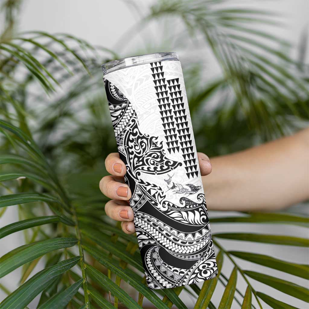Hawaiian Tribal Manta Ray Skinny Tumbler Kakau Tattoo and Polynesian Art Motif Pattern LT03 - Polynesian Pride