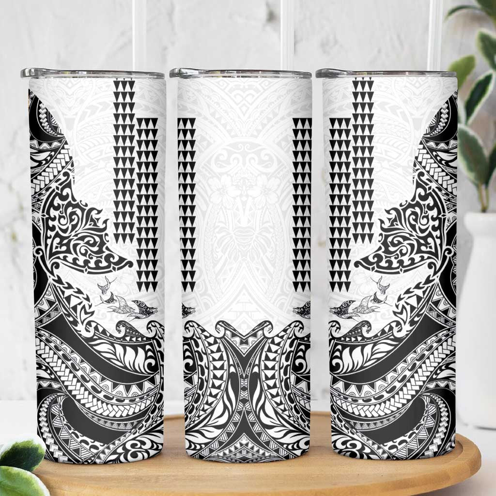 Hawaiian Tribal Manta Ray Skinny Tumbler Kakau Tattoo and Polynesian Art Motif Pattern LT03 - Polynesian Pride