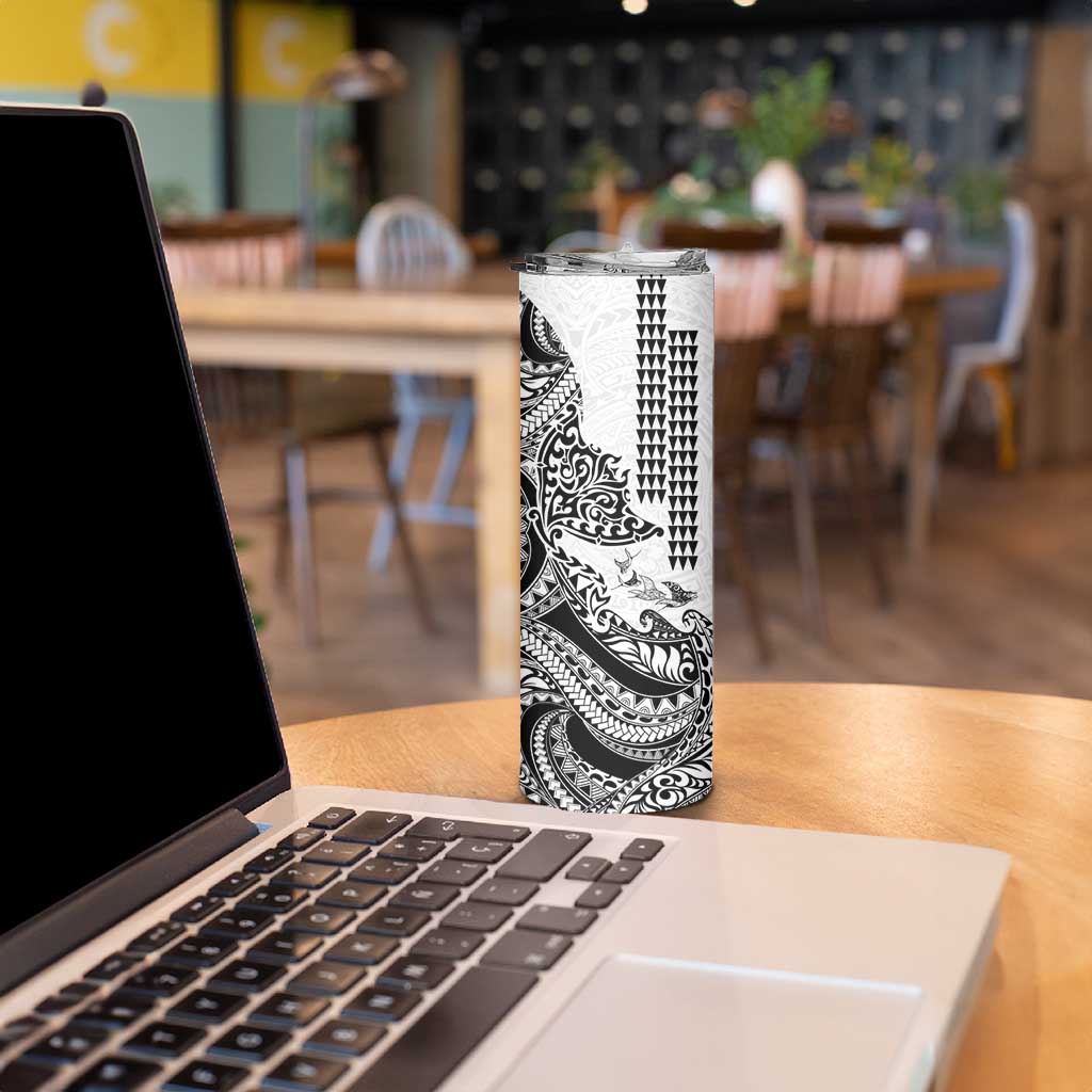 Hawaiian Tribal Manta Ray Skinny Tumbler Kakau Tattoo and Polynesian Art Motif Pattern LT03 - Polynesian Pride