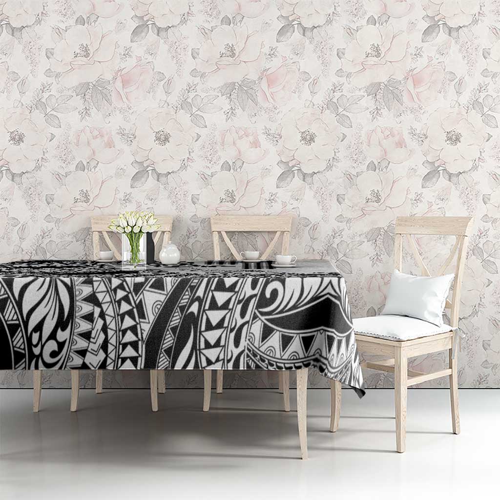 Hawaiian Tribal Manta Ray Tablecloth Kakau Tattoo and Polynesian Art Motif Pattern