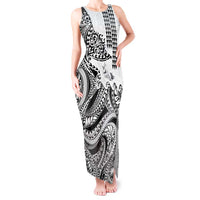 Hawaiian Tribal Manta Ray Tank Maxi Dress Kakau Tattoo and Polynesian Art Motif Pattern