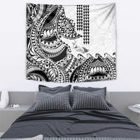 Hawaiian Tribal Manta Ray Tapestry Kakau Tattoo and Polynesian Art Motif Pattern