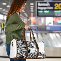 Hawaiian Tribal Manta Ray Travel Bag Kakau Tattoo and Polynesian Art Motif Pattern