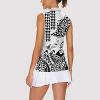 Hawaiian Tribal Manta Ray Women Sleeveless Polo Shirt Kakau Tattoo and Polynesian Art Motif Pattern LT03 - Polynesian Pride