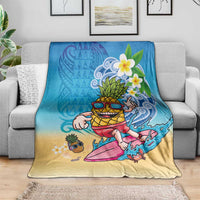 Hawaiian Funny Pineapple Surfing Blanket Beach with Tribal Kakau and Plumeria