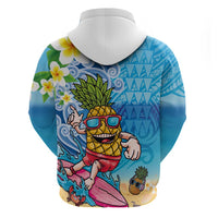Hawaiian Funny Pineapple Surfing Hoodie Beach with Tribal Kakau and Plumeria LT03 - Polynesian Pride