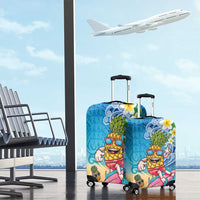 Hawaiian Funny Pineapple Surfing Luggage Cover Beach with Tribal Kakau and Plumeria