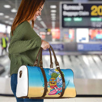 Hawaiian Funny Pineapple Surfing Travel Bag Beach with Tribal Kakau and Plumeria