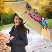 Hawaiian Funny Pineapple Surfing Umbrella Beach with Tribal Kakau and Plumeria