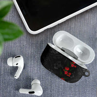 Hawaiian Taro Leaves and Ohia Lehua AirPods Case Polynesian Tribal Art Tropical Plants Motifs Grayscale LT03 - Polynesian Pride