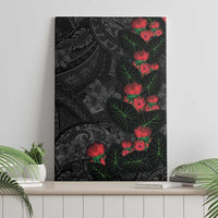 Hawaiian Taro Leaves and Ohia Lehua Canvas Wall Art Polynesian Tribal Art Tropical Plants Motifs Grayscale LT03 - Polynesian Pride
