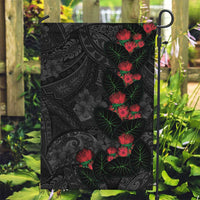 Hawaiian Taro Leaves and Ohia Lehua Garden Flag Polynesian Tribal Art Tropical Plants Motifs Grayscale LT03 Garden Flag Multicolor - Polynesian Pride