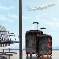 Hawaiian Taro Leaves and Ohia Lehua Luggage Cover Polynesian Tribal Art Tropical Plants Motifs Grayscale LT03 - Polynesian Pride