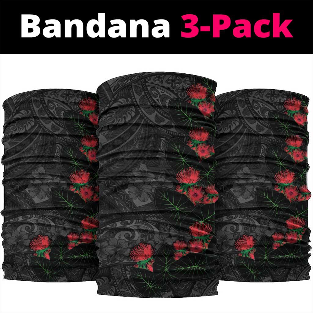 Hawaiian Taro Leaves and Ohia Lehua Neck Gaiter Polynesian Tribal Art Tropical Plants Motifs Grayscale LT03 package One Size: 25*50cm Multicolor - Polynesian Pride