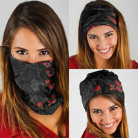 Hawaiian Taro Leaves and Ohia Lehua Neck Gaiter Polynesian Tribal Art Tropical Plants Motifs Grayscale LT03 - Polynesian Pride