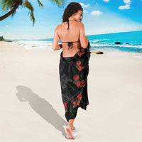 Hawaiian Taro Leaves and Ohia Lehua Sarong Polynesian Tribal Art Tropical Plants Motifs Grayscale LT03 - Polynesian Pride